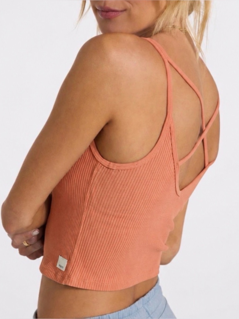 Vuori| Ribbed Crop Tank (Light Cinnamon)